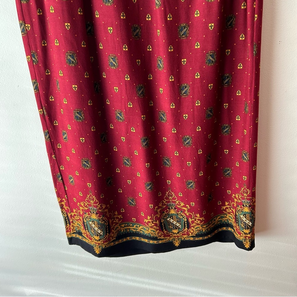 Pendleton Classic Vintage Signature Crest Crown Wrap Maxi Skirt Red Gold 12 - Picture 9 of 14